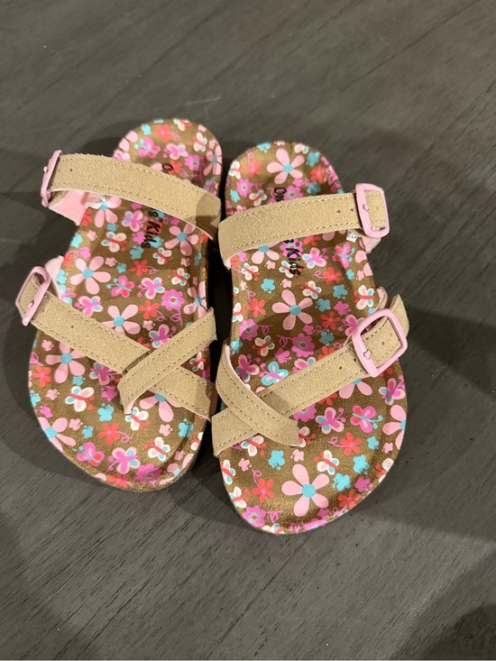 Other - Girls' Floral Pink and Tan Adjustable Strap Sandals